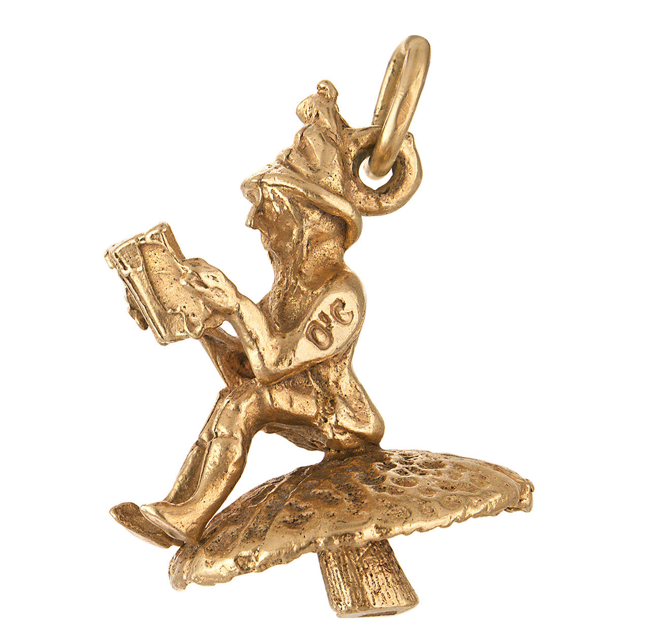 Vintage Gnome on Toadstool 9K Gold Charm